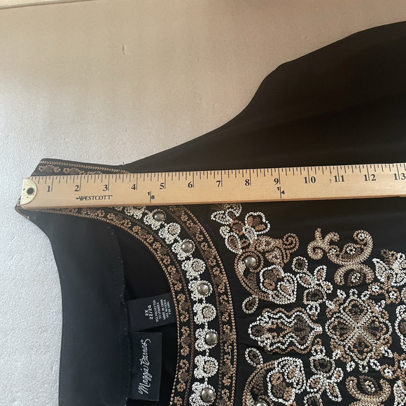 Maggie Barnes Shirt Women 2X 22/24 Black Sleeveless Embroidered Studded Tank Top - Picture 9 of 10